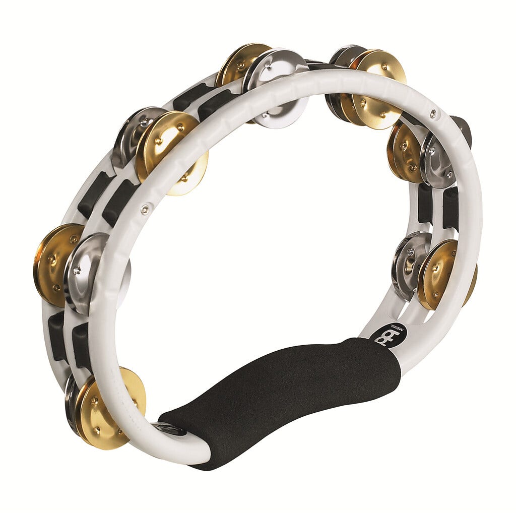 Meinl TMT1M-WH Hand Held Tambourine with Brass Jingles - White
