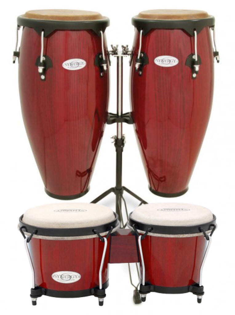 Toca Synergy Conga Set with Stand and Bongos Red