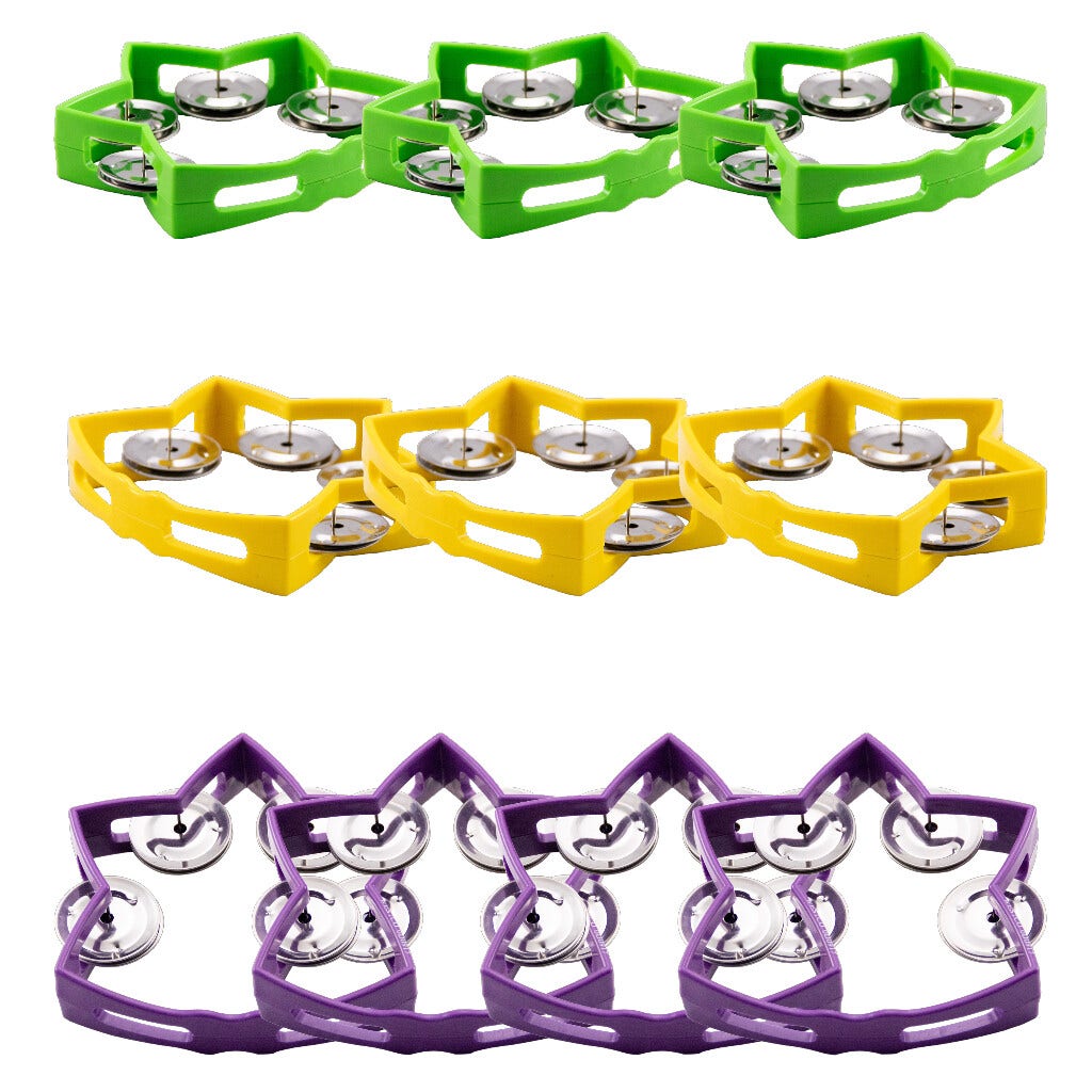 Basic Beat BBTST10PK 10 Pack of Mini Star Tambourines