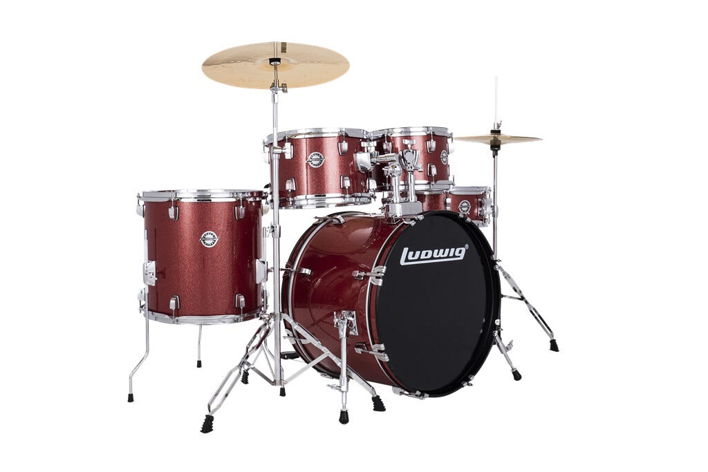 Ludwig Accent Fuse LC19014 5 Pc Drumset Red Sparkle Finish
